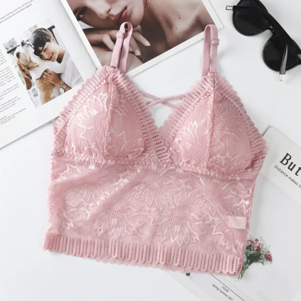 Floral Lace Longline Bralette - Image 5